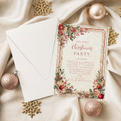 Antique Red Berry Baroque Christmas 招待状