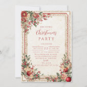 Antique Red Berry Baroque Christmas 招待状 (正面)