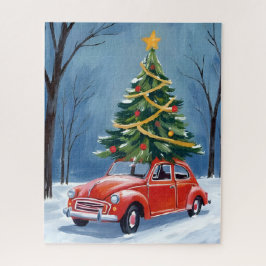 Antique Red Car Christmas Tree ジグソーパズル