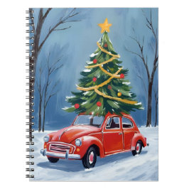 Antique Red Car Christmas Tree ノートブック