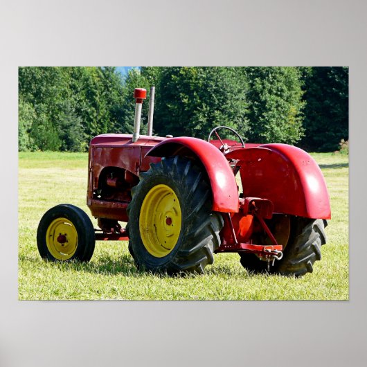 Antique Red Farm Tractor ポスター (正面)