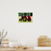 Antique Red Farm Tractor ポスター (キッチン)