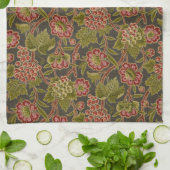 Antique Red Floral and Grapes Botanical Pattern キッチンタオル (折り畳み)