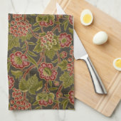 Antique Red Floral and Grapes Botanical Pattern キッチンタオル (四つ折り)