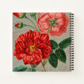 Antique Red Rose Art on Grey Monogram ノートブック (裏面)