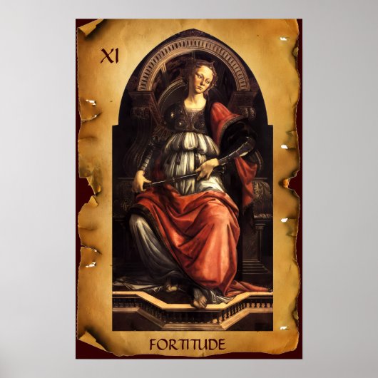 ANTIQUE RENAISSANCE TAROTS 11/ FORTITUDE Parchment ポスター (正面)