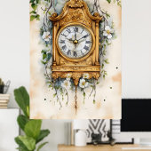 Antique Rococo-style clock, likely painted in wate ポスター (ホームオフィス)