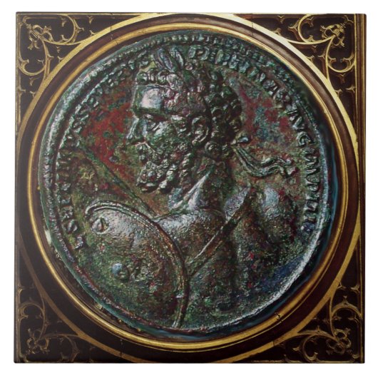 ANTIQUE ROMAN BRONZE MEDALLION SEPTIMUS SEVERUS タイル (正面)