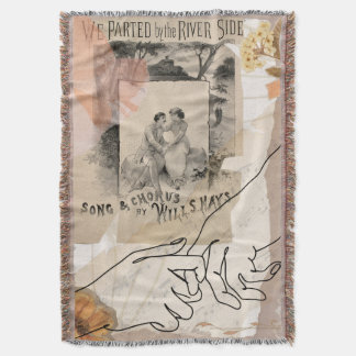 Antique Romantic Floral Ephemera Collage Riverside スローブランケット