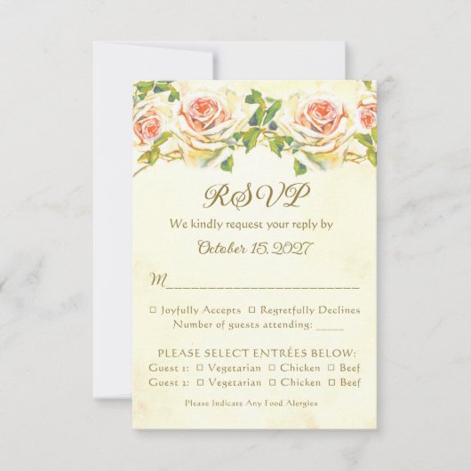 Antique Rose 3.5 x 5 RSVP Card Flat (正面)