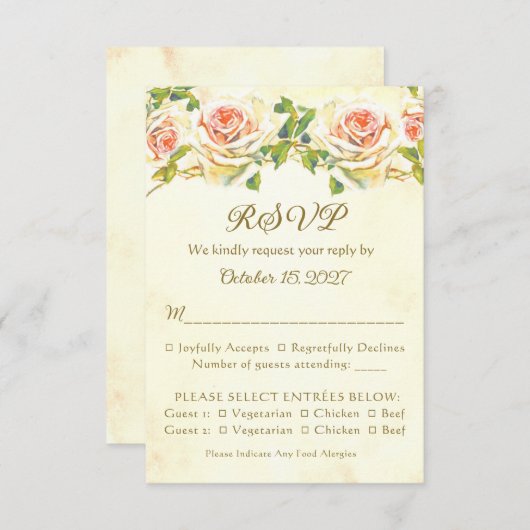 Antique Rose 3.5 x 5 RSVP Card Flat (正面/裏面)
