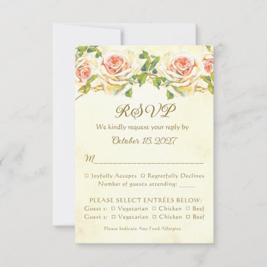 Antique Rose 3.5 x 5 RSVP Card Flat (正面)