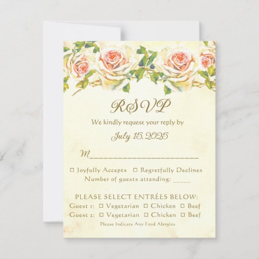 Antique Rose 4.25 x 5.5 RSVP Flat Card 1 (正面)