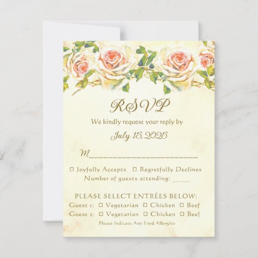 Antique Rose 4.25 x 5.5 RSVP Flat Card 1 (正面)