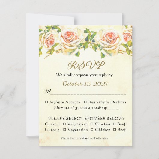 Antique Rose 4.25 x 5.5 RSVP Flat Card 2 (正面)