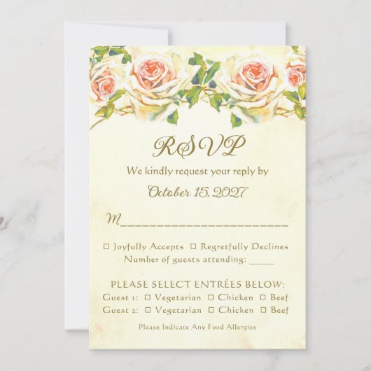 Antique Rose 5 x 7 RSVP Card Flat (正面)