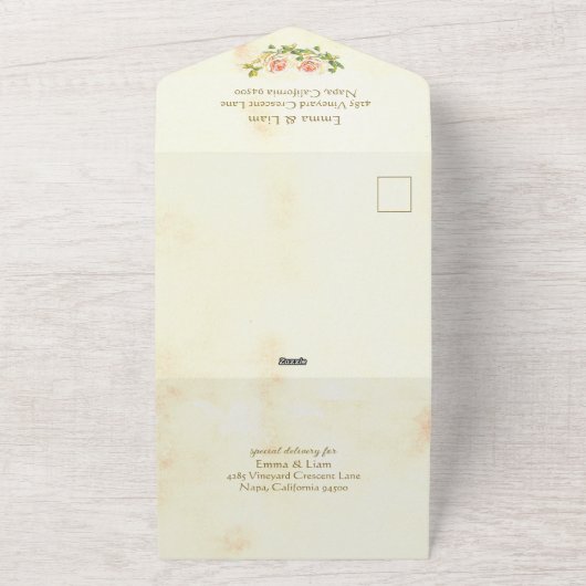 Antique Rose All-In-One Wedding Invitation オールインワン招待状 (外側)