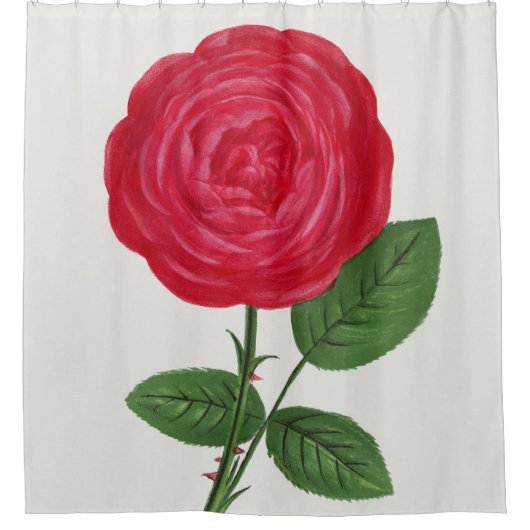 Antique Rose Lithograph, François-Frédéric Grobon シャワーカーテン (正面)