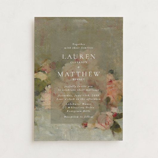 Antique Rose Oil Painting Wedding Invitation 招待状