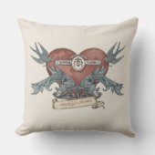 Antique Rose Silver Dolphin Throw Pillow クッション (正面)