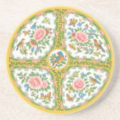 Antique Rose Yellow & Pink Floral Sandstone  コースター (正面)