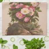 Antique Rustic Cross, Wild Roses, Easter Card, キッチンタオル (折り畳み)