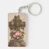 Antique Rustic Cross, Wild Roses, Easter Card, キーホルダー (裏面)