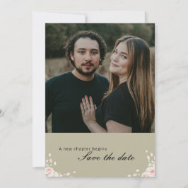 Antique Sage Green Whispered Petals Elegant photo セーブザデート