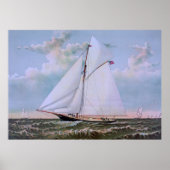 Antique Sailing Ship Sloop Yacht Sailboat Ocean ポスター (正面)