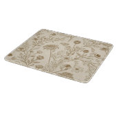 Antique Sepia Botanical Line Art Floral Pattern カッティングボード (角)