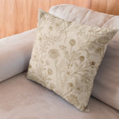 Antique Sepia Botanical Line Art Floral Pattern クッション