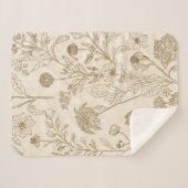Antique Sepia Botanical Line Art Floral Pattern シェルパブランケット (正面(横))