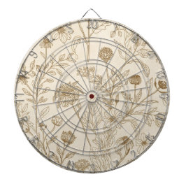 Antique Sepia Botanical Line Art Floral Pattern ダーツボード