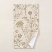 Antique Sepia Botanical Line Art Floral Pattern バスタオルセット (ハンドタオル)