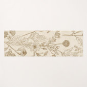Antique Sepia Botanical Line Art Floral Pattern ヨガマット (正面(横))