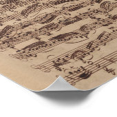 Antique Sheet Music Bach Manuscript ポスター (角)