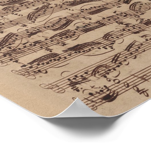 Antique Sheet Music Bach Manuscript ポスター (角)