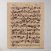 Antique Sheet Music Bach Manuscript ポスター (正面)