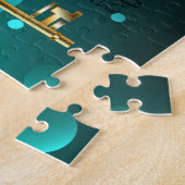 Antique Skeleton Keys on Green Background ジグソーパズル (側面)