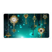 Antique Skeleton Keys on Green Background ラベル (正面)