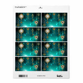 Antique Skeleton Keys on Green Background ラベル (フルシート)