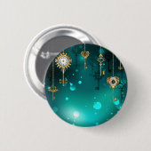 Antique Skeleton Keys on Green Background 缶バッジ (正面&裏面)