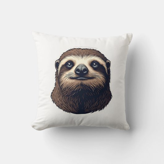 Antique Sloth Illustration Vintage Tee (2) クッション (正面)