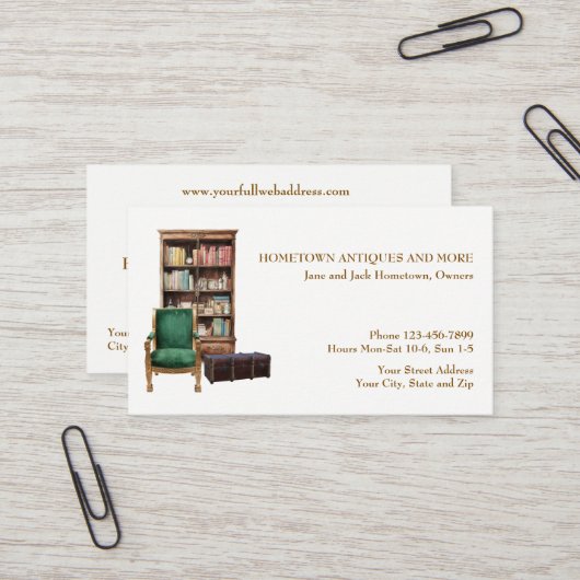 Antique Store Dealer Upholsterer Business Card 名刺 (正面/裏面インサイチュ)