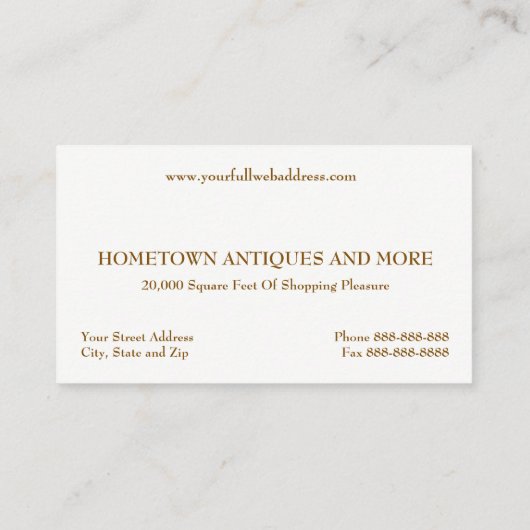 Antique Store Dealer Upholsterer Business Card 名刺 (裏面)