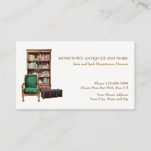 Antique Store Dealer Upholsterer Business Card 名刺 (正面)