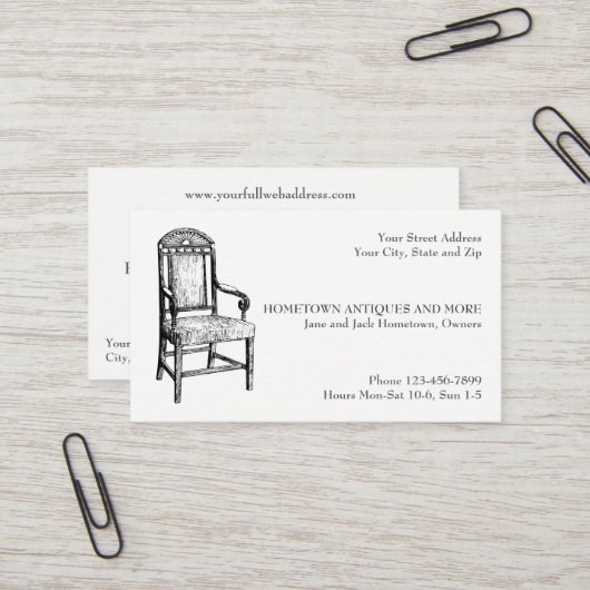 Antique Store Dealer Upholsterer Business Card 名刺 (正面/裏面インサイチュ)
