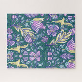 Antique Style Flowers and Birds Pattern ジグソーパズル (横)