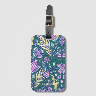 Antique Style Flowers and Birds Pattern ラゲッジタグ