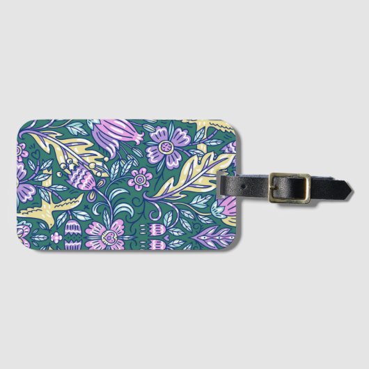 Antique Style Flowers and Birds Pattern ラゲッジタグ (正面横)